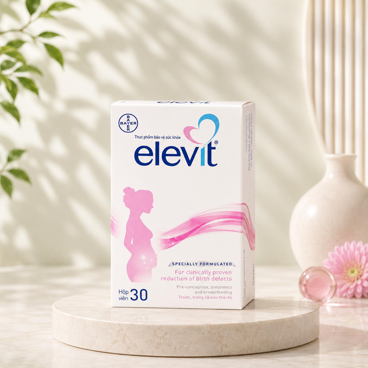 Viên uống Elevit Bayer hỗ trợ tăng cường sức khỏe, nâng cao sức đề kháng cho thai kỳ (3 vỉ x 10 viên)
