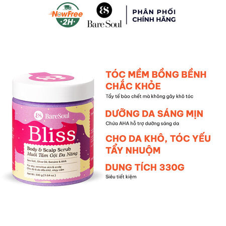 BareSoul Muối Tắm Gội Đa Năng Bliss Cho Da Đầu & Cơ Thể 330g