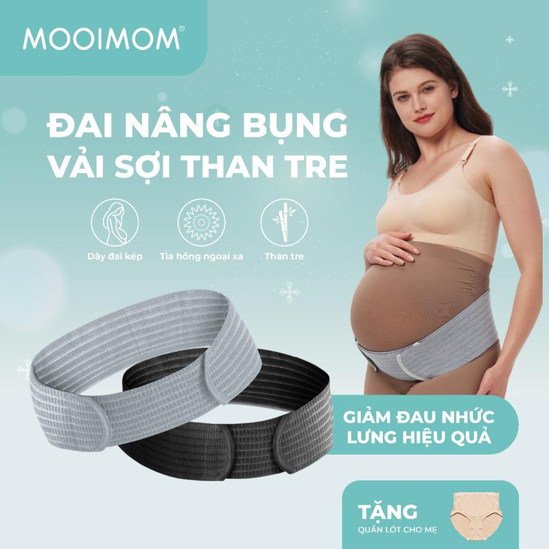MOOIMOM Đai Nâng Bụng Bầu Vải Sợi Than Tre