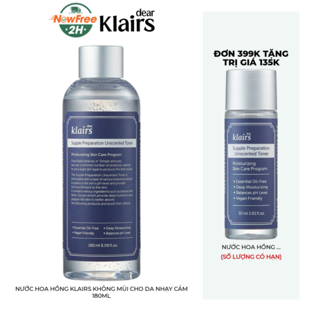 Klairs Nước Hoa Hồng Không Mùi Cho Da Nhạy Cảm 180ml
